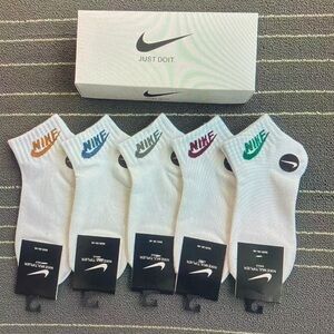 Nike Women’s White Ankle Socks with Multicolor Logos